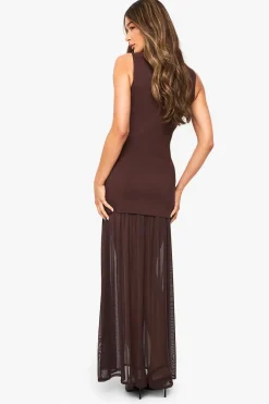 Robe Maxi Sans Manches À Ourlet Transparent