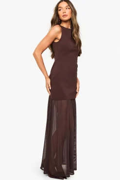 Robe Maxi Sans Manches À Ourlet Transparent
