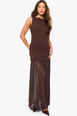 Robe Maxi Sans Manches À Ourlet Transparent