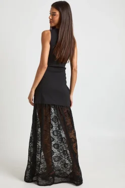 Robe Maxi Sans Manches À Ourlet En Dentelle