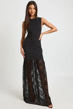 Robe Maxi Sans Manches À Ourlet En Dentelle