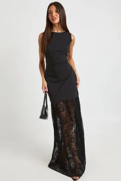 Robe Maxi Sans Manches À Ourlet En Dentelle