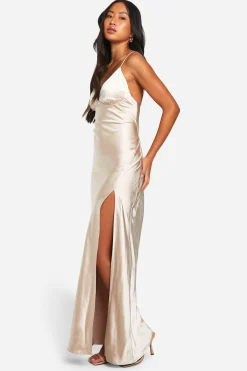 boohoo Robe Maxi Satinée à Bretelles pour Demoiselle d'Honneur<Femme Robes Demoiselles D'Honneur|Satin Et Dentelle