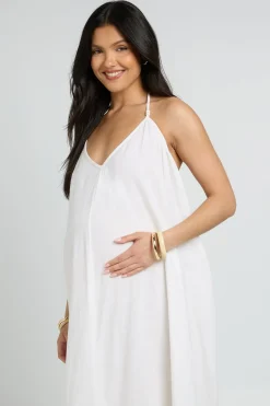 boohoo Robe Maxi Smock De Maternité À Une Épaule Avec Lien Perlé<Femme Robes Patineuses|Robes