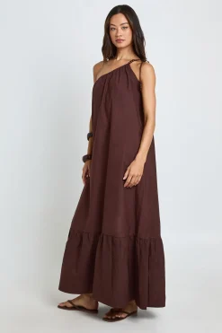 Robe Maxi Smockée Asymétrique À Une Épaule Avec Lien Perlé Tall