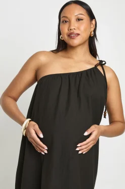Robe Maxi Smockée De Maternité À Une Épaule Avec Lien Perlé