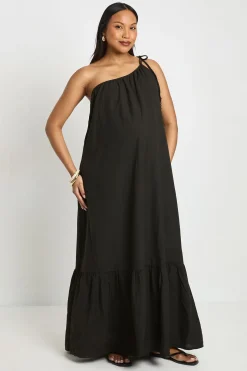 Robe Maxi Smockée De Maternité À Une Épaule Avec Lien Perlé