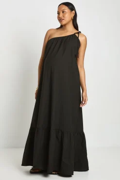 Robe Maxi Smockée De Maternité À Une Épaule Avec Lien Perlé