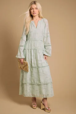 Oasis Robe Maxi Smockée à Détails en Dentelle<Femme Satin Et Dentelle|Robes À Manches Longues