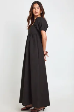 Robe Maxi Smockée En Lin À Manches Bouffantes