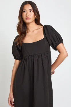 Robe Maxi Smockée En Lin À Manches Bouffantes