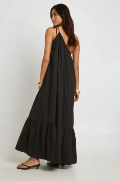 Robe Maxi Smockée À Une Épaule Avec Lien Perlé