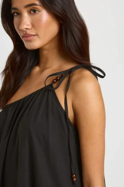 Robe Maxi Smockée À Une Épaule Avec Lien Perlé