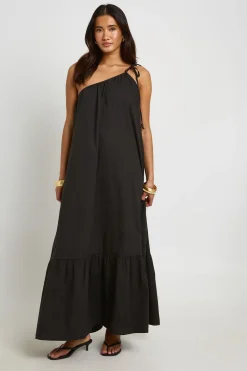 Robe Maxi Smockée À Une Épaule Avec Lien Perlé