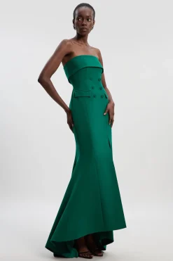 KarenMillen Robe Maxi Smoking Bandeau Ajustée Polie Petite Taille<Femme Tailleurs|Toutes Les Robes