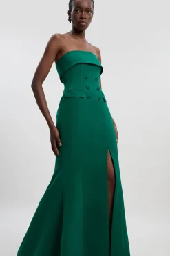 KarenMillen Robe Maxi Smoking Bandeau Ajustée Polie Petite Taille<Femme Tailleurs|Toutes Les Robes