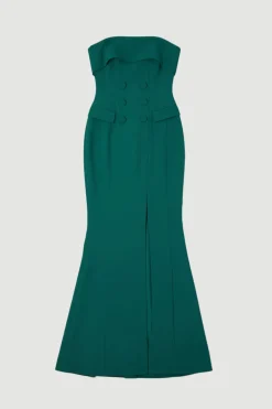 KarenMillen Robe Maxi Smoking Bandeau Ajustée Polie Petite Taille<Femme Tailleurs|Toutes Les Robes