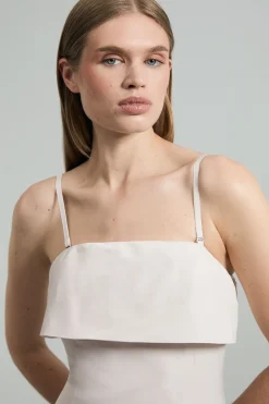 Robe maxi taffetas bandeau sur mesure à rosettes plissées