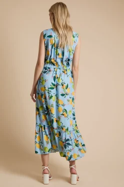 Dorothy Perkins Robe Maxi Étagée Citron Sans Manches Avec Taille À Cordon Coulissant<Femme Robes|Robes Longues