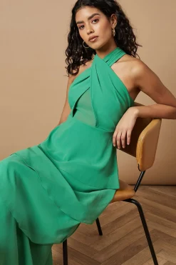 Oasis Robe Maxi Étagée Petite à Col Halter avec Découpe<Femme Robes Bal De Promo|Robes