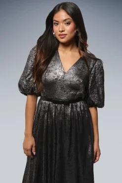 Dorothy Perkins Robe Maxi Étagée Petite DP Luxe à Manches Bouffantes Métallisées<Femme Robes De Soirée|Toutes Les Robes