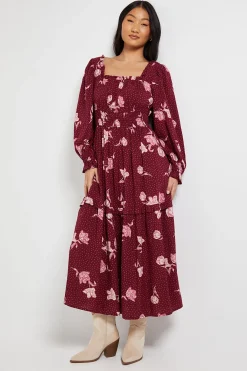 Dorothy Perkins Robe Maxi Étagée Petite à Imprimé Floral avec Encolure Carrée et Manches Bouffantes<Femme Robes|Robe Invitée Mariage