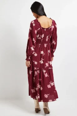 Dorothy Perkins Robe Maxi Étagée Petite à Imprimé Floral avec Encolure Carrée et Manches Bouffantes<Femme Robes|Robe Invitée Mariage