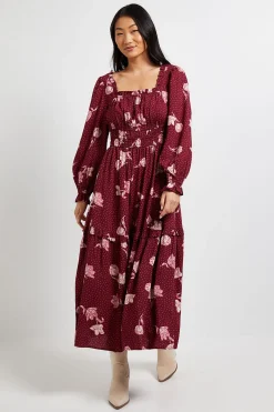 Dorothy Perkins Robe Maxi Étagée Petite à Imprimé Floral avec Encolure Carrée et Manches Bouffantes<Femme Robes|Robe Invitée Mariage