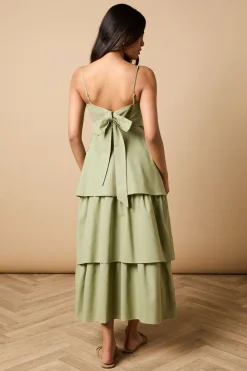 Robe Maxi Étagée Petite à Liens Dos