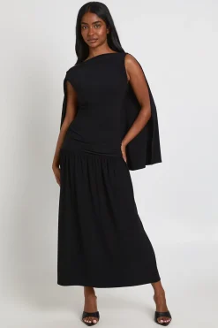boohoo Robe Maxi Taille Basse À Détail Cape<Femme Robes De Soirée|Toutes Les Robes