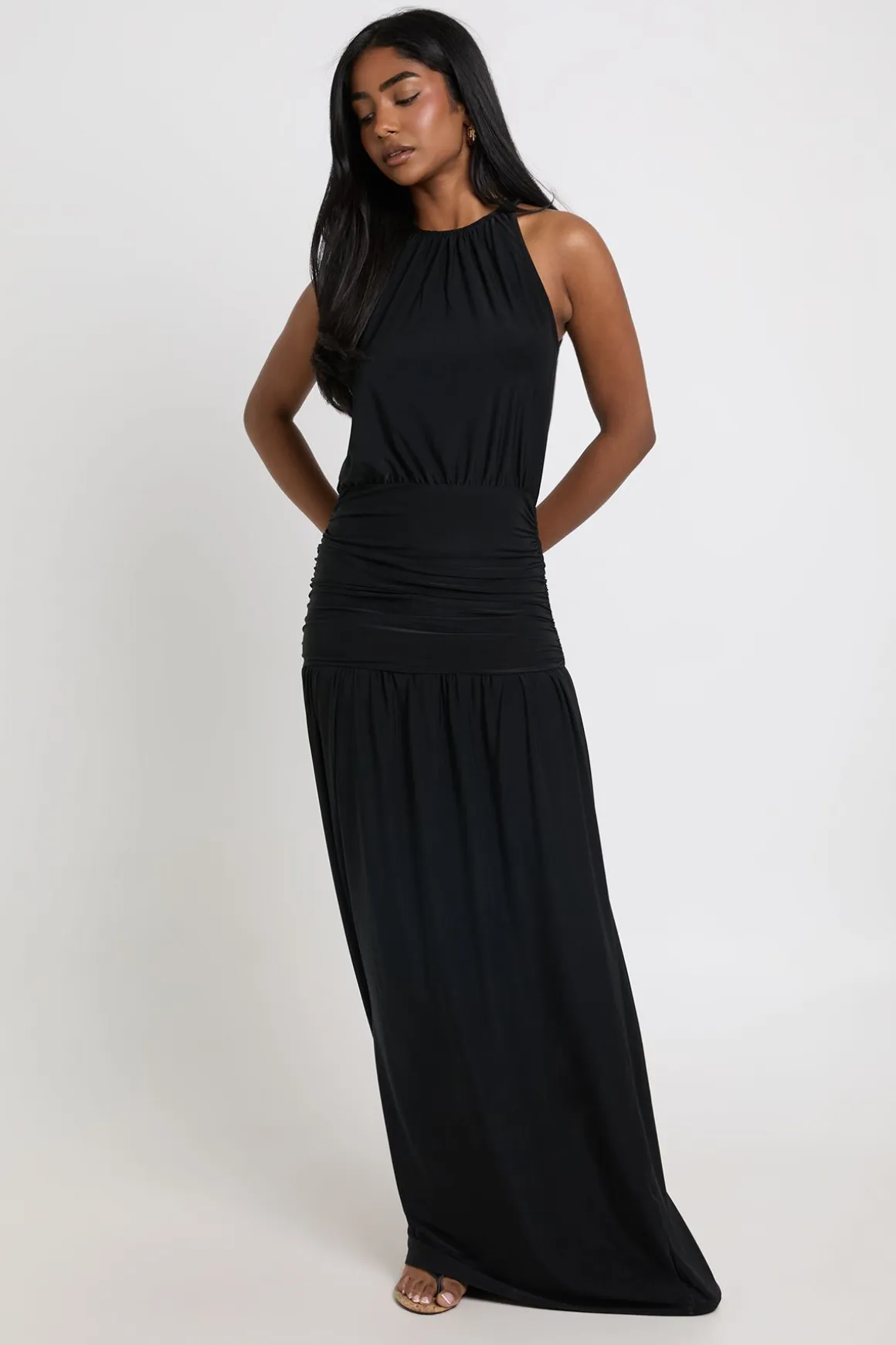 Robe Maxi Taille Basse Froncée Ultra Douce