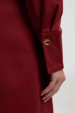 Robe Maxi Techno à Manches Longues avec Détail Trou de Serrure et Finitions