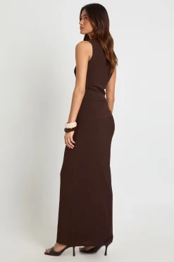 boohoo Robe Maxi Texturée Avec Ceinture Nouée À La Taille<Femme Looks Chocolat|Robes Moulantes