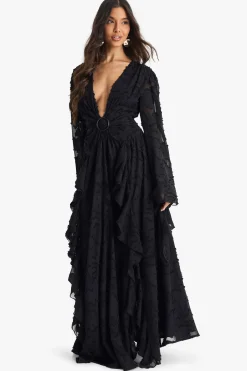boohoo Robe maxi texturée à découpe fendue<Femme Robes À Manches Longues|Robes