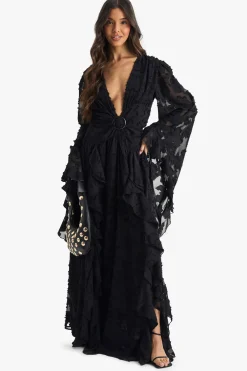 boohoo Robe maxi texturée à découpe fendue<Femme Robes À Manches Longues|Robes
