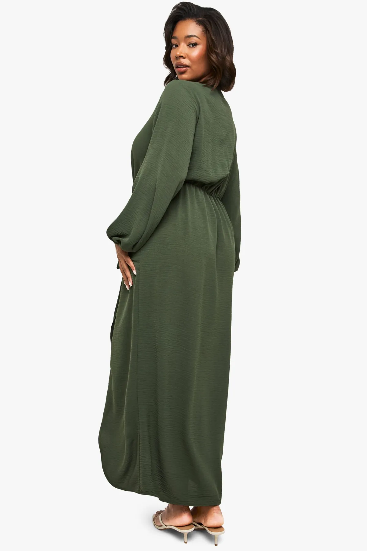 boohoo Robe maxi texturée à détails de nouage Plus<Femme Robes À Manches Longues|Robes