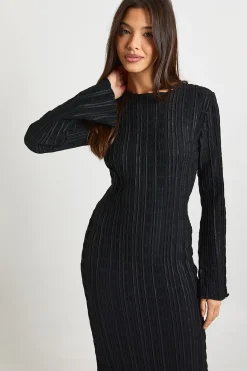 boohoo Robe maxi texturée à manches évasées<Femme Robes À Manches Longues|Robes
