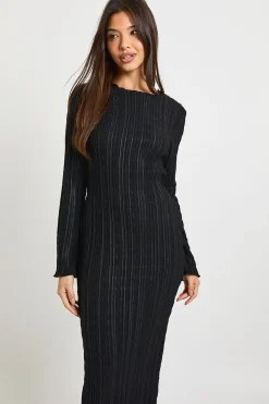 boohoo Robe maxi texturée à manches évasées<Femme Robes À Manches Longues|Robes