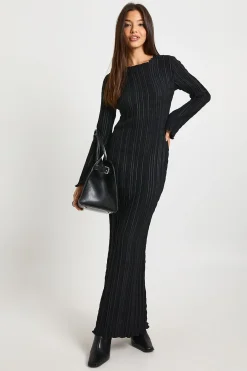 boohoo Robe maxi texturée à manches évasées<Femme Robes À Manches Longues|Robes