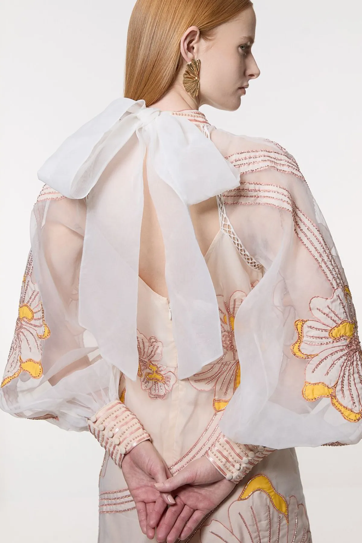 KarenMillen Robe Maxi Tissée à Appliqué Organdie Floral Graphique<Femme Toutes Les Robes|Robes Longues