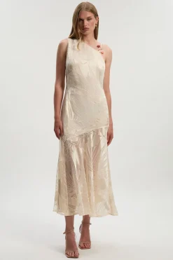 KarenMillen Robe Maxi Tissée Asymétrique Devoure avec Détails de Finition<Femme Toutes Les Robes|Robes D’Automne