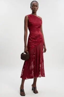 KarenMillen Robe Maxi Tissée Asymétrique Petite Devoure avec Détails de Finition<Femme Robes|Robe Invitée Mariage