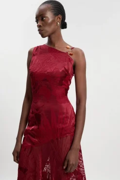 KarenMillen Robe Maxi Tissée Asymétrique Petite Devoure avec Détails de Finition<Femme Robes|Robe Invitée Mariage