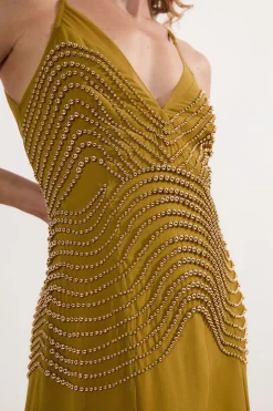 KarenMillen Robe maxi tissée à bretelles ornée Geo<Femme Robes|Robes Longues