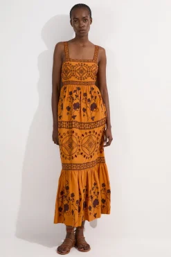Robe Maxi Tissée Brodée Florale & Géométrique Petite