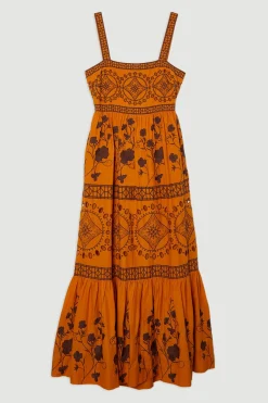 Robe Maxi Tissée Brodée Florale & Géométrique Petite