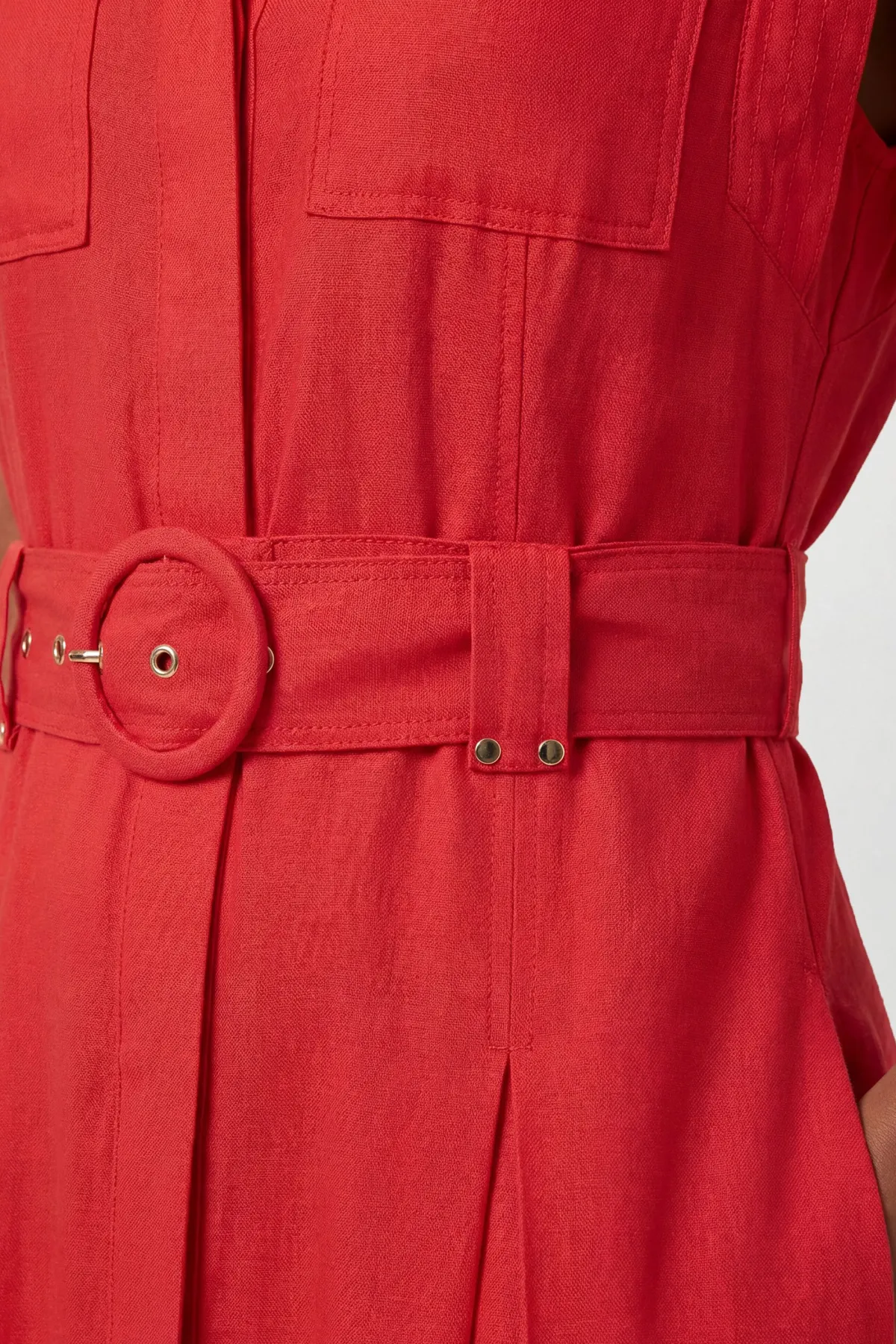 KarenMillen Robe Maxi Tissée Ceinturée En Viscose Lin Premium Avec Détail De Quincaillerie Dorée<Femme Toutes Les Robes|Robes Longues