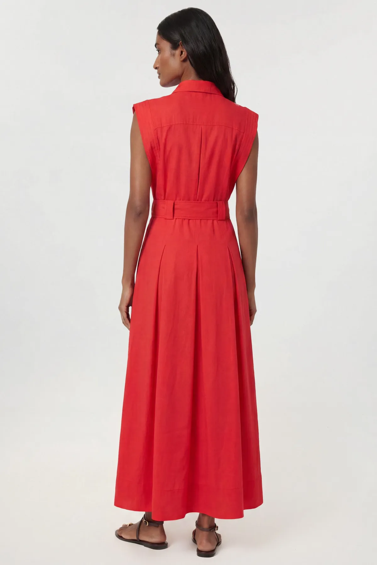 KarenMillen Robe Maxi Tissée Ceinturée En Viscose Lin Premium Avec Détail De Quincaillerie Dorée<Femme Toutes Les Robes|Robes Longues