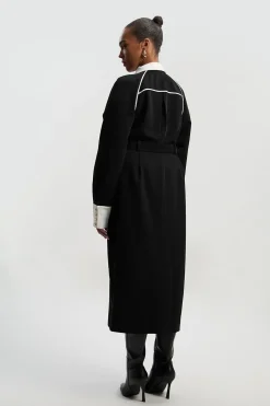 KarenMillen Robe Maxi Tissée à Col en Sergé Grande Taille<Femme Toutes Les Robes|Robes Longues