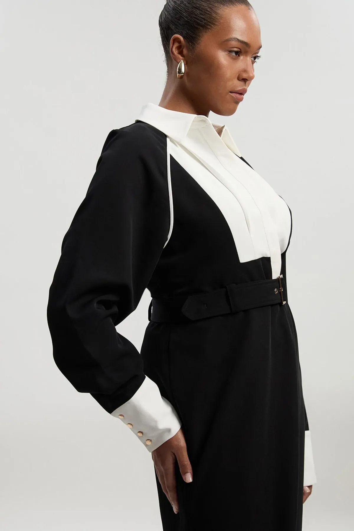 KarenMillen Robe Maxi Tissée à Col en Sergé Grande Taille<Femme Toutes Les Robes|Robes Longues